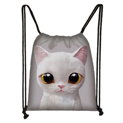 Slatka mačja glava Torba s uzicom Mačka crtana slika 3D ispis Ruksak Djevojka Torbe za kupovinu Za Cipele Ruksak za putovanje u teretanu