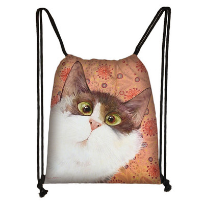 Slatka mačja glava Torba s uzicom Mačka crtana slika 3D ispis Ruksak Djevojka Torbe za kupovinu Za Cipele Ruksak za putovanje u teretanu