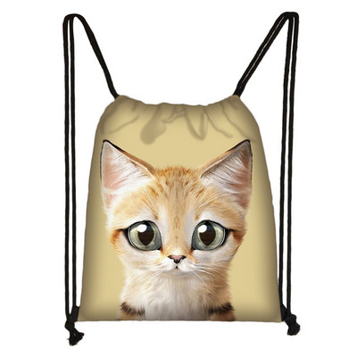 Slatka mačja glava Torba s uzicom Mačka crtana slika 3D ispis Ruksak Djevojka Torbe za kupovinu Za Cipele Ruksak za putovanje u teretanu