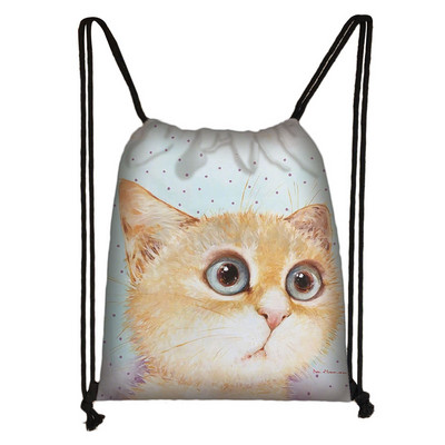Slatka mačja glava Torba s uzicom Mačka crtana slika 3D ispis Ruksak Djevojka Torbe za kupovinu Za Cipele Ruksak za putovanje u teretanu