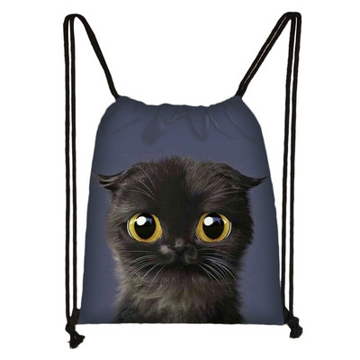 Slatka mačja glava Torba s uzicom Mačka crtana slika 3D ispis Ruksak Djevojka Torbe za kupovinu Za Cipele Ruksak za putovanje u teretanu