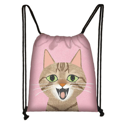 Slatka mačja glava Torba s uzicom Mačka crtana slika 3D ispis Ruksak Djevojka Torbe za kupovinu Za Cipele Ruksak za putovanje u teretanu