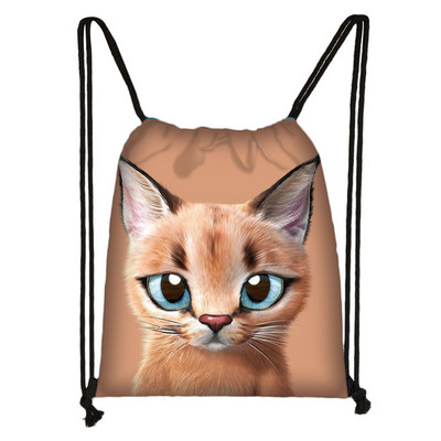 Slatka mačja glava Torba s uzicom Mačka crtana slika 3D ispis Ruksak Djevojka Torbe za kupovinu Za Cipele Ruksak za putovanje u teretanu