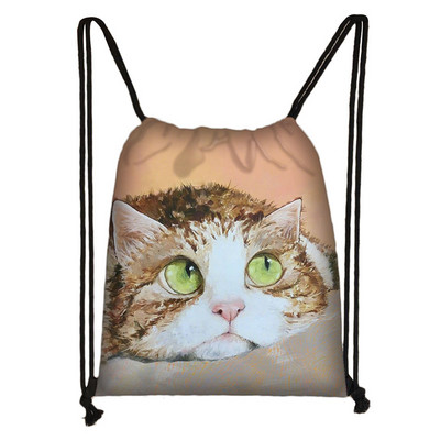 Slatka mačja glava Torba s uzicom Mačka crtana slika 3D ispis Ruksak Djevojka Torbe za kupovinu Za Cipele Ruksak za putovanje u teretanu