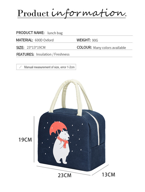 Rajzfilm Panda ebédtáska gyerekeknek női aranyos hordozható utazó piknik táskák vízálló szigetelő iskolai reggeli hűtőtáska