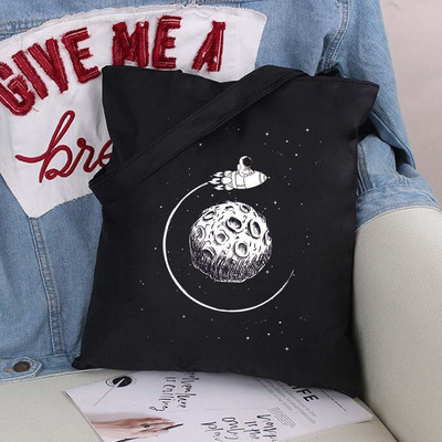 Vászontáska vásárlói táska Harajuku nagy kapacitású űrhajós mintás női táskák klasszikus vintage válltáska kézitáska