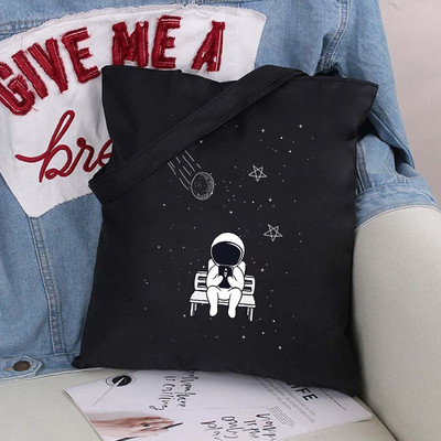 Vászontáska vásárlói táska Harajuku nagy kapacitású űrhajós mintás női táskák klasszikus vintage válltáska kézitáska