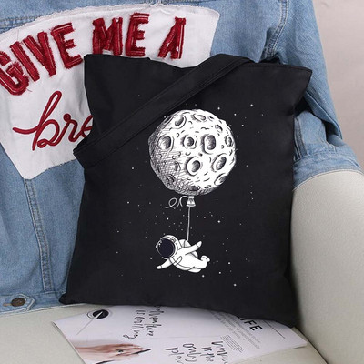 Vászontáska vásárlói táska Harajuku nagy kapacitású űrhajós mintás női táskák klasszikus vintage válltáska kézitáska