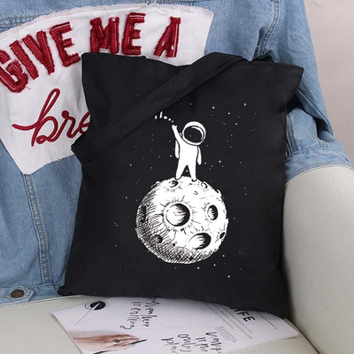 Vászontáska vásárlói táska Harajuku nagy kapacitású űrhajós mintás női táskák klasszikus vintage válltáska kézitáska