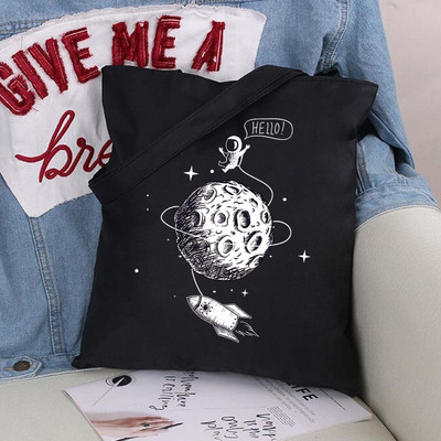 Vászontáska vásárlói táska Harajuku nagy kapacitású űrhajós mintás női táskák klasszikus vintage válltáska kézitáska