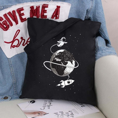 Vászontáska vásárlói táska Harajuku nagy kapacitású űrhajós mintás női táskák klasszikus vintage válltáska kézitáska