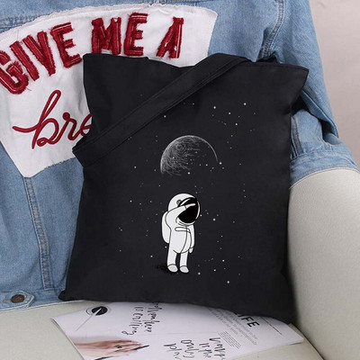 Vászontáska vásárlói táska Harajuku nagy kapacitású űrhajós mintás női táskák klasszikus vintage válltáska kézitáska