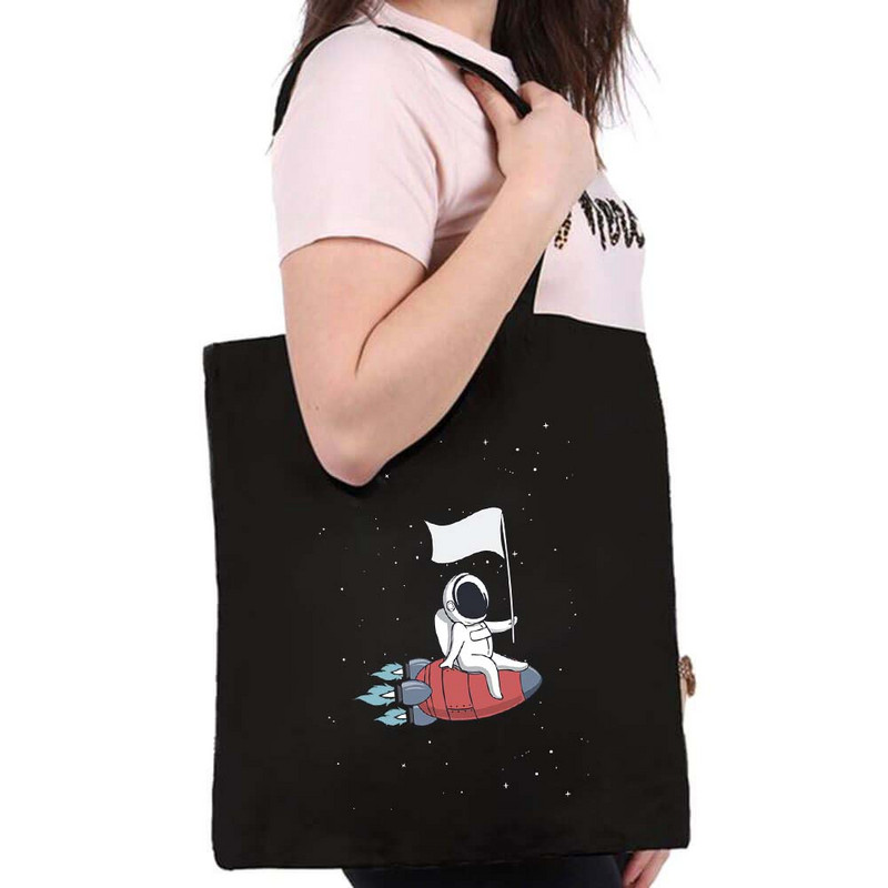 Vászontáska vásárlói táska Harajuku nagy kapacitású űrhajós mintás női táskák klasszikus vintage válltáska kézitáska