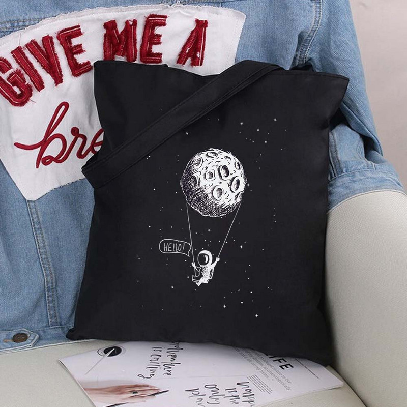 Vászontáska vásárlói táska Harajuku nagy kapacitású űrhajós mintás női táskák klasszikus vintage válltáska kézitáska