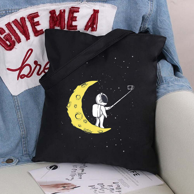 Vászontáska vásárlói táska Harajuku nagy kapacitású űrhajós mintás női táskák klasszikus vintage válltáska kézitáska