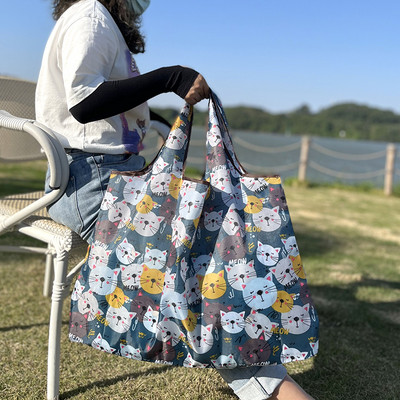 Torba za kupovinu namirnica za višekratnu upotrebu, torba za kupnju, torba za velike torbe XL 50 lb, slatka torba za poklon, periva u perilici, lagani, čvrsti najlon