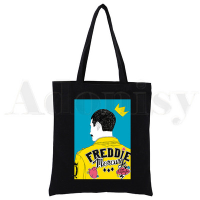 Freddie Mercury, The Queen, Rocková hudba, Vintage veľkokapacitná úložná kabelka, taška cez rameno, opakovane použiteľná študentská knižná taška