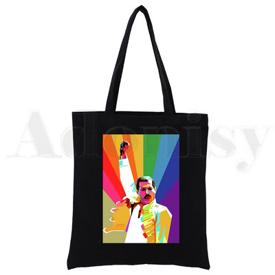 Freddie Mercury, The Queen, Rocková hudba, Vintage veľkokapacitná úložná kabelka, taška cez rameno, opakovane použiteľná študentská knižná taška
