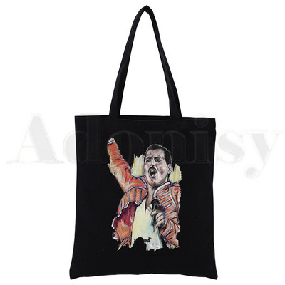 Freddie Mercury, The Queen, Rocková hudba, Vintage veľkokapacitná úložná kabelka, taška cez rameno, opakovane použiteľná študentská knižná taška