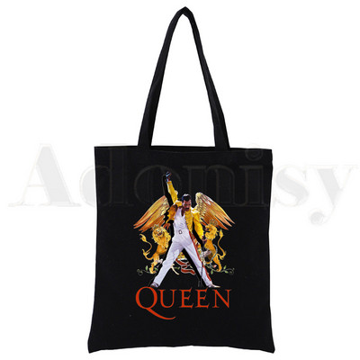 Freddie Mercury, The Queen, Rocková hudba, Vintage veľkokapacitná úložná kabelka, taška cez rameno, opakovane použiteľná študentská knižná taška