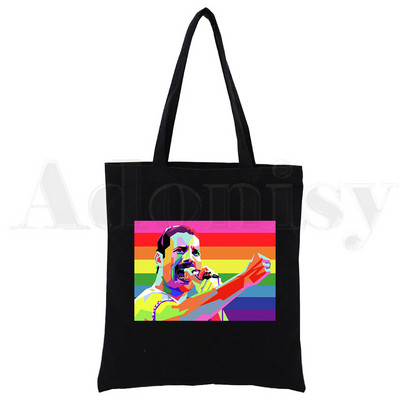 Freddie Mercury, The Queen, Rocková hudba, Vintage veľkokapacitná úložná kabelka, taška cez rameno, opakovane použiteľná študentská knižná taška