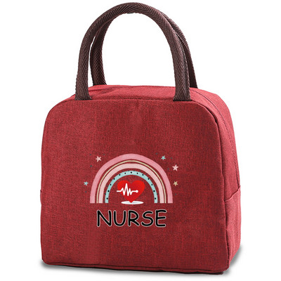 Genți frigorifice proaspete, cu fermoar portabil, geantă termică de prânz Oxford pentru femei, cutie de prânz cu imprimeu pentru asistentă, geantă de mână pentru depozitarea alimentelor