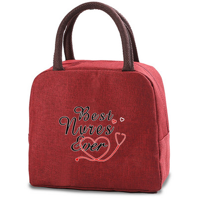 Genți frigorifice proaspete, cu fermoar portabil, geantă termică de prânz Oxford pentru femei, cutie de prânz cu imprimeu pentru asistentă, geantă de mână pentru depozitarea alimentelor