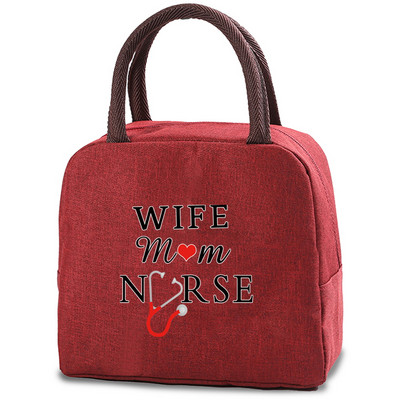 Genți frigorifice proaspete, cu fermoar portabil, geantă termică de prânz Oxford pentru femei, cutie de prânz cu imprimeu pentru asistentă, geantă de mână pentru depozitarea alimentelor