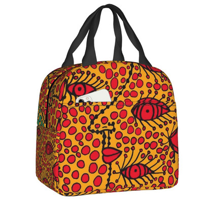 Pink Polka Dot Yayoi Kusama Abstract Art Pumpkin Polka isoleeritud lõunakott naistele kaasaskantav jahuti termotoidu lõunakarp