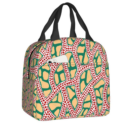 Pink Polka Dot Yayoi Kusama Abstract Art Pumpkin Polka isoleeritud lõunakott naistele kaasaskantav jahuti termotoidu lõunakarp