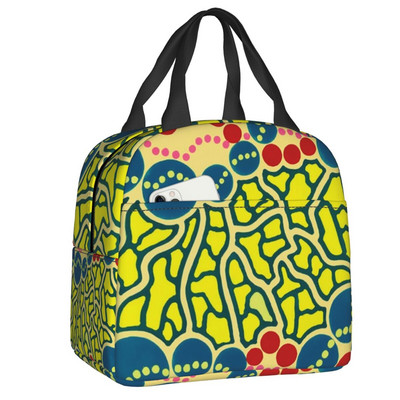 Pink Polka Dot Yayoi Kusama Abstract Art Pumpkin Polka isoleeritud lõunakott naistele kaasaskantav jahuti termotoidu lõunakarp