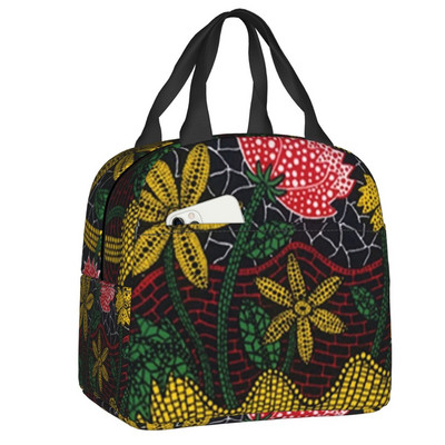 Pink Polka Dot Yayoi Kusama Abstract Art Pumpkin Polka isoleeritud lõunakott naistele kaasaskantav jahuti termotoidu lõunakarp