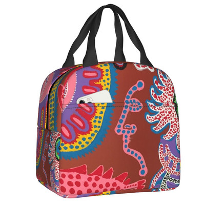 Pink Polka Dot Yayoi Kusama Abstract Art Pumpkin Polka isoleeritud lõunakott naistele kaasaskantav jahuti termotoidu lõunakarp