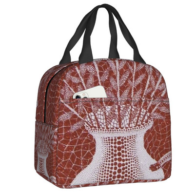 Pink Polka Dot Yayoi Kusama Abstract Art Pumpkin Polka isoleeritud lõunakott naistele kaasaskantav jahuti termotoidu lõunakarp