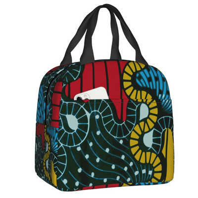 Egyedi afrikai ankarai viasznyomat sárga dobópárna, női hűtőtáska, hőszigetelt ebédlődoboz gyerekeknek iskolás gyerekeknek