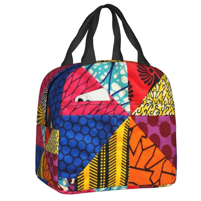 Egyedi afrikai ankarai viasznyomat sárga dobópárna, női hűtőtáska, hőszigetelt ebédlődoboz gyerekeknek iskolás gyerekeknek