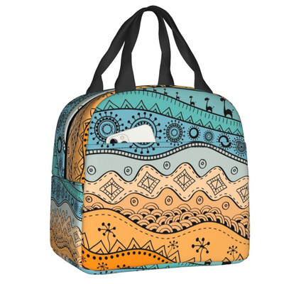 Egyedi afrikai ankarai viasznyomat sárga dobópárna, női hűtőtáska, hőszigetelt ebédlődoboz gyerekeknek iskolás gyerekeknek