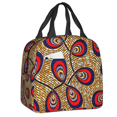 Egyedi afrikai ankarai viasznyomat sárga dobópárna, női hűtőtáska, hőszigetelt ebédlődoboz gyerekeknek iskolás gyerekeknek