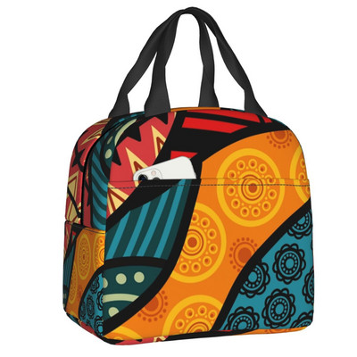 Egyedi afrikai ankarai viasznyomat sárga dobópárna, női hűtőtáska, hőszigetelt ebédlődoboz gyerekeknek iskolás gyerekeknek