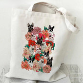 Nova torba za kupnju francuskog buldoga. Torba za višekratnu upotrebu. Platnena ekološka torba za kupnju. Platnena torba s torbicama. Torba za supermarket Bolsa