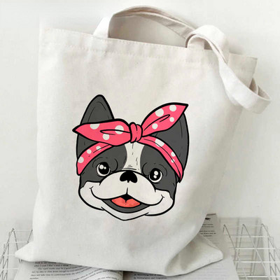 Nova torba za kupnju francuskog buldoga. Torba za višekratnu upotrebu. Platnena ekološka torba za kupnju. Platnena torba s torbicama. Torba za supermarket Bolsa
