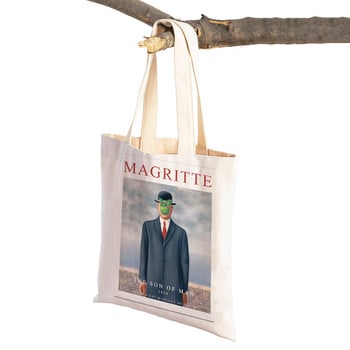 Magritte The Lovers Eye Pigeon Surrealism Lady Shopping Bag Τσάντα σούπερ μάρκετ Ταξίδι Tote Τσάντα Casual Canvas Γυναικείες τσάντες Shopper