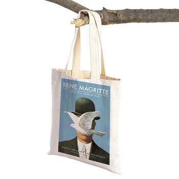 Magritte The Lovers Eye Pigeon Surrealism Lady Shopping Bag Τσάντα σούπερ μάρκετ Ταξίδι Tote Τσάντα Casual Canvas Γυναικείες τσάντες Shopper