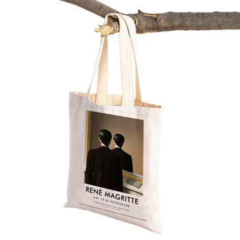 Magritte The Lovers Eye Pigeon Surrealism Lady Shopping Bag Τσάντα σούπερ μάρκετ Ταξίδι Tote Τσάντα Casual Canvas Γυναικείες τσάντες Shopper