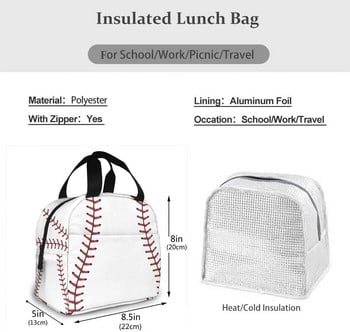 Baseball Lace Sport Insolated τσάντα γεύματος Φορητό θερμικό κουτί ψύξης Επαναχρησιμοποιήσιμο Τσάντα Bento Tote Picnic για Άντρες Γυναίκες Παιδική εργασία