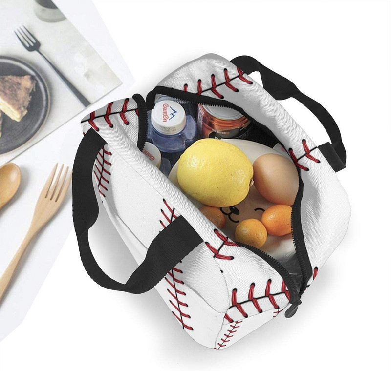 Geantă de prânz izolată sport din dantelă de baseball, cutie frigorifică portabilă, cutie de picnic reutilizabilă, geantă Bento pentru bărbați, femei, copii, lucru
