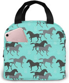 Savvaļas zirgi pusdienu soma sievietēm, meitenes, bērni, izolēts piknika maisiņš, termiskais dzesētājs Tote Bento mīkstās somas kempings, ceļojumi, makšķerēšana