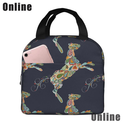 Savvaļas zirgi pusdienu soma sievietēm, meitenes, bērni, izolēts piknika maisiņš, termiskais dzesētājs Tote Bento mīkstās somas kempings, ceļojumi, makšķerēšana