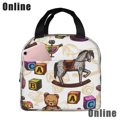 Savvaļas zirgi pusdienu soma sievietēm, meitenes, bērni, izolēts piknika maisiņš, termiskais dzesētājs Tote Bento mīkstās somas kempings, ceļojumi, makšķerēšana