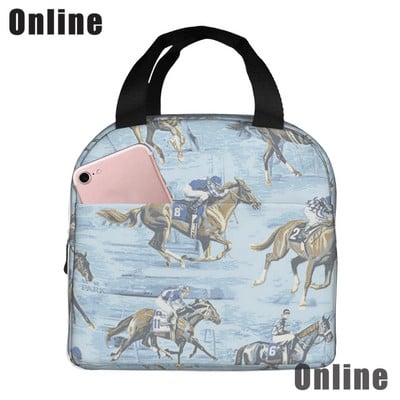 Savvaļas zirgi pusdienu soma sievietēm, meitenes, bērni, izolēts piknika maisiņš, termiskais dzesētājs Tote Bento mīkstās somas kempings, ceļojumi, makšķerēšana